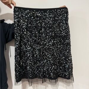 NWT BCBG Black Sequin Embellished Skirt